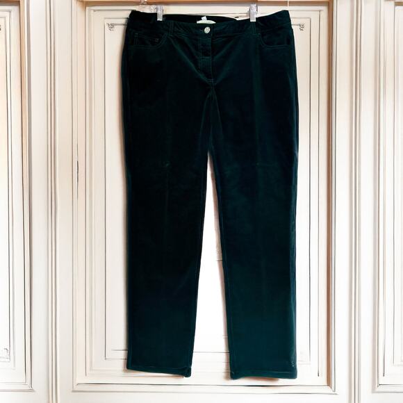 CHICO'S NWT Velveteen 5 Pocket Jeweled Button Pants in Dark Green Size 2.5/L/14 - Picture 1 of 14
